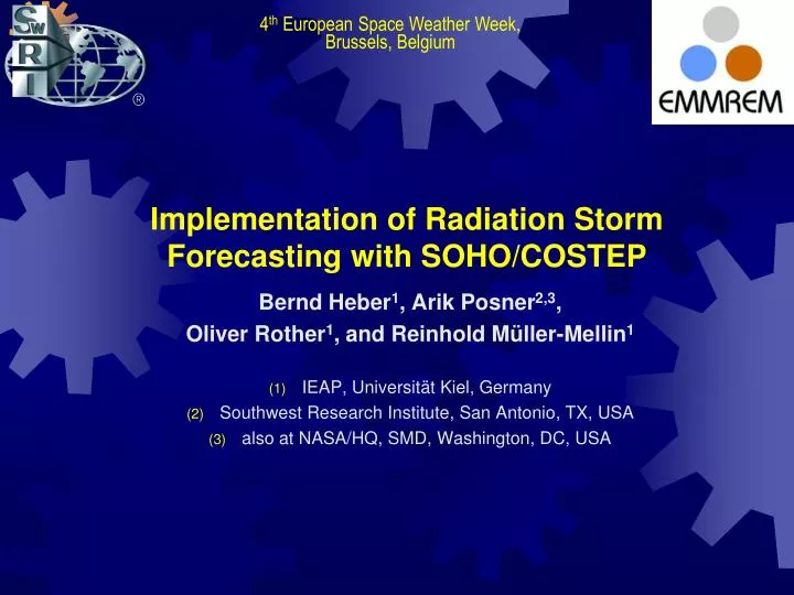 implementation of radiation storm forecasting with soho costep