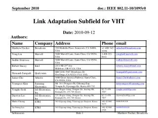Link Adaptation Subfield for VHT