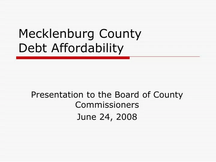 mecklenburg county debt affordability