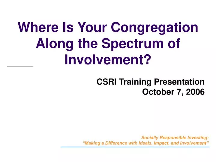 where is your congregation along the spectrum of involvement