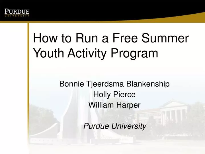 how to run a free summer youth activity program