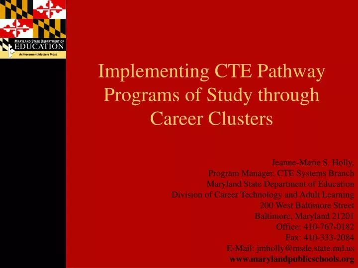 implementing cte pathway programs of study through career clusters