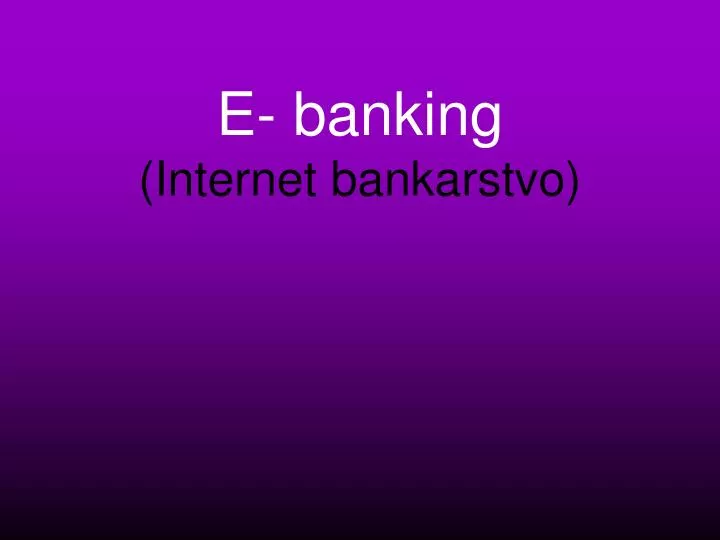 e banking internet bankarstvo