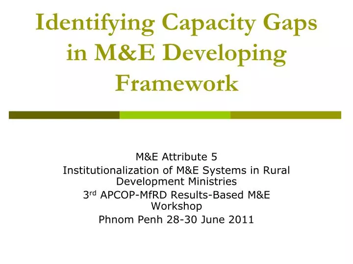 identifying capacity gaps in m e developing framework