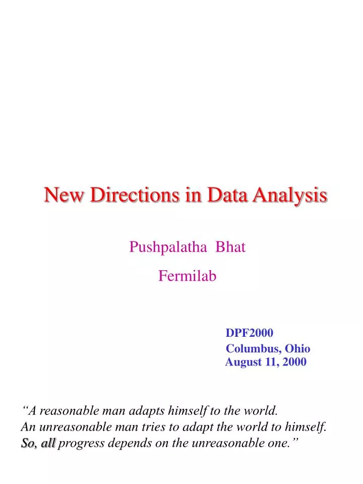 new directions in data analysis