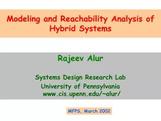 Modeling and Reachability Analysis of Hybrid Systems