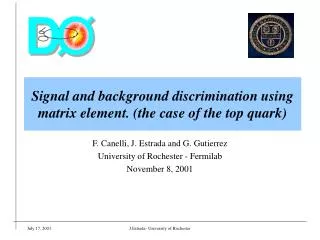 Signal and background discrimination using matrix element. (the case of the top quark)