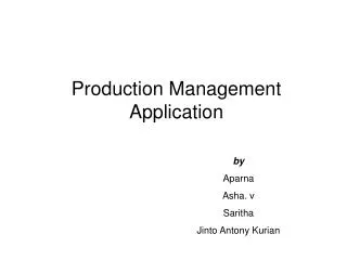 Production Management Application