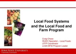 Local Food Systems and the Local Food and Farm Program