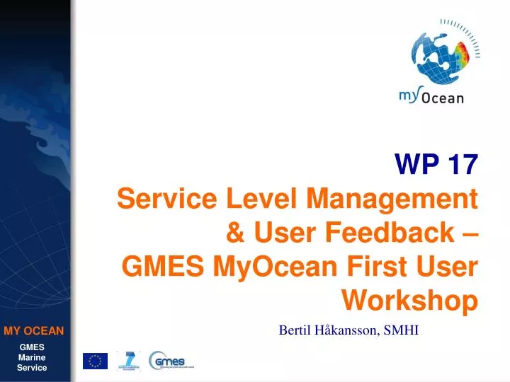 wp 17 service level management user feedback gmes myocean first user workshop