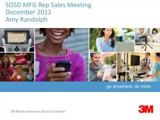 SOSD MFG Rep Sales Meeting December 2012 Amy Randolph
