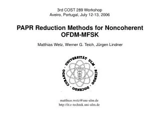 PAPR Reduction Methods for Noncoherent OFDM-MFSK
