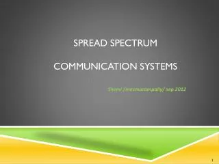 Spread Spectrum Communication Systems