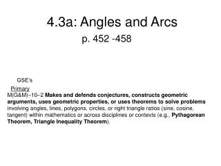 4.3a: Angles and Arcs