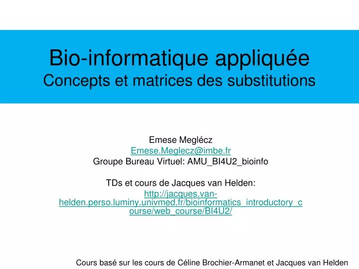 bio informatique appliqu e concepts et matrices des substitutions