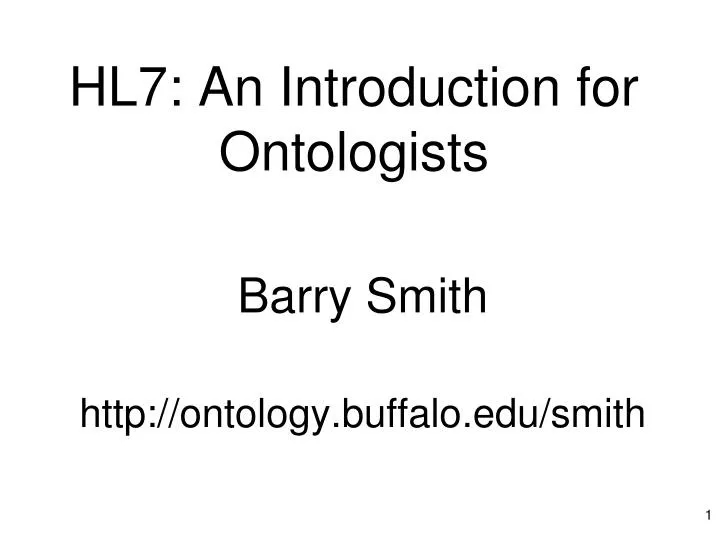 hl7 an introduction for ontologists