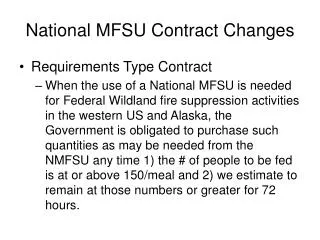 National MFSU Contract Changes