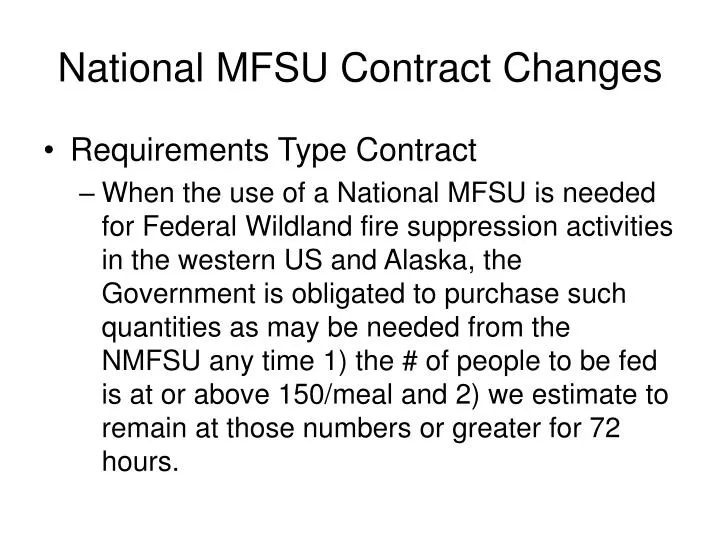 national mfsu contract changes