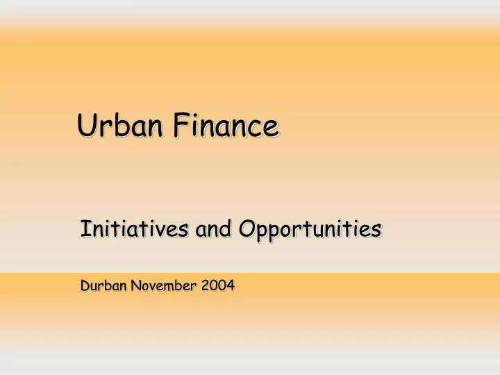 urban finance