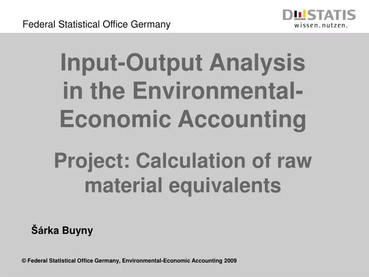 input output analysis in the environmental economic accounting