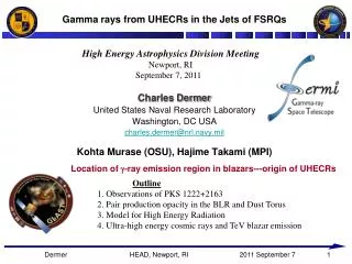 Gamma rays from UHECRs in the Jets of FSRQs