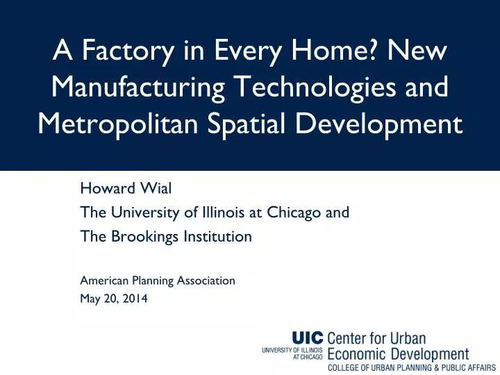 a factory in every home new manufacturing technologies and metropolitan spatial development