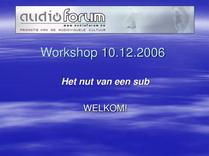 workshop 10 12 2006