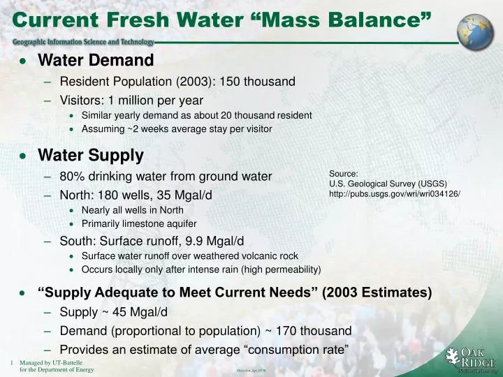 current fresh water mass balance