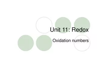 Unit 11: Redox