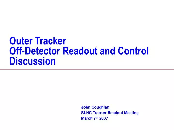 outer tracker off detector readout and control discussion