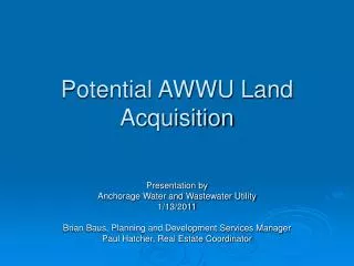 Potential AWWU Land Acquisition