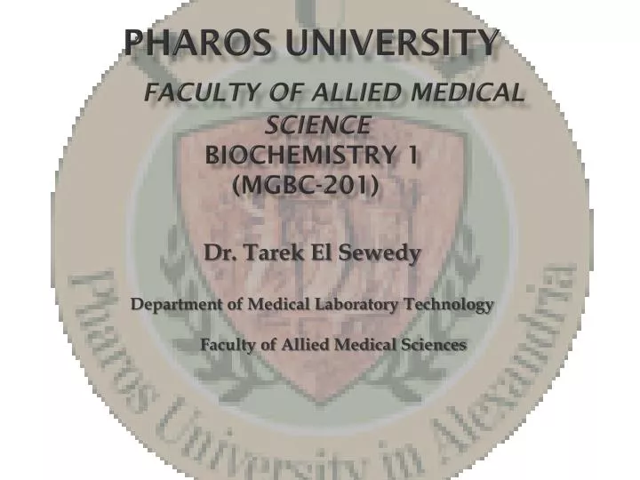 pharos university faculty of allied medical science biochemistry 1 mgbc 201