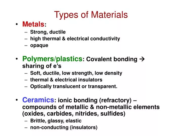 types of materials
