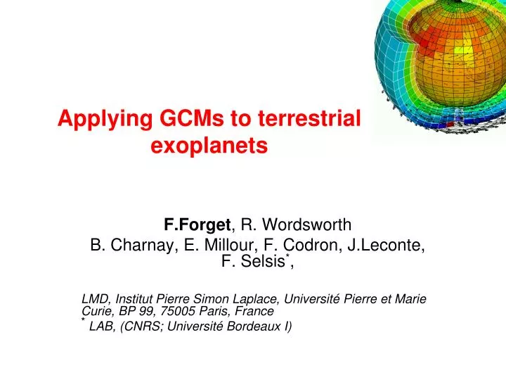 applying gcms to terrestrial exoplanets