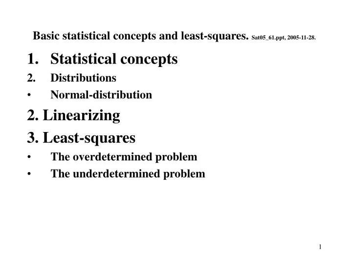 basic statistical concepts and least squares sat05 61 ppt 2005 11 28