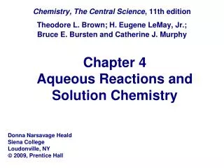 Chapter 4 Aqueous Reactions and Solution Chemistry