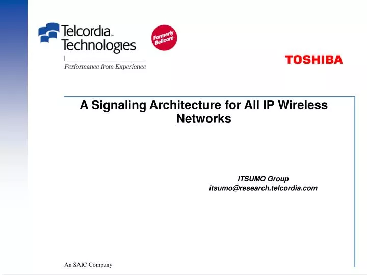 a signaling architecture for all ip wireless networks