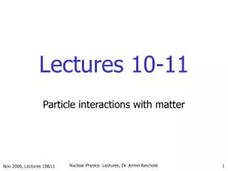 Lectures 10-11