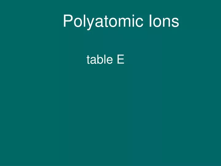 polyatomic ions