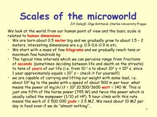 S cales of the microworld