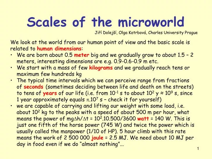 s cales of the microworld