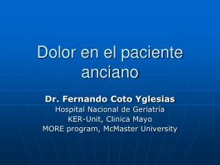 dolor en el paciente anciano