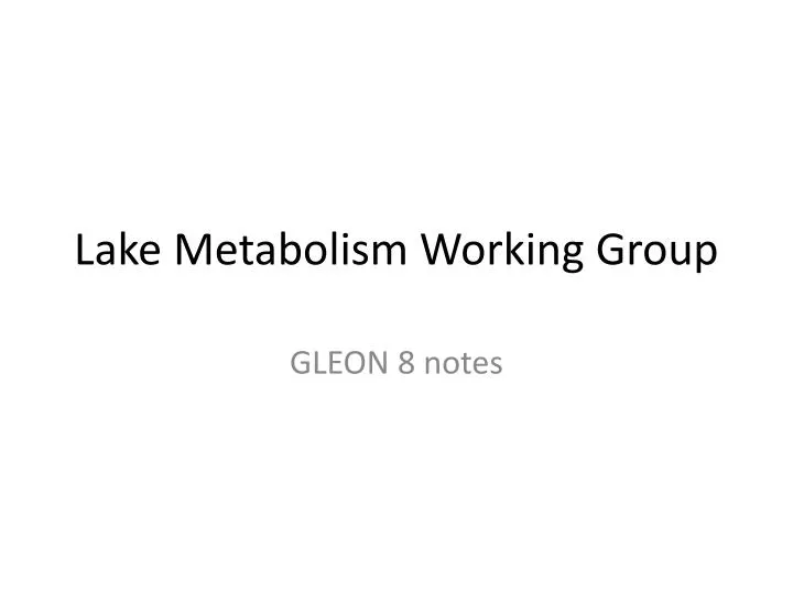 lake metabolism working group
