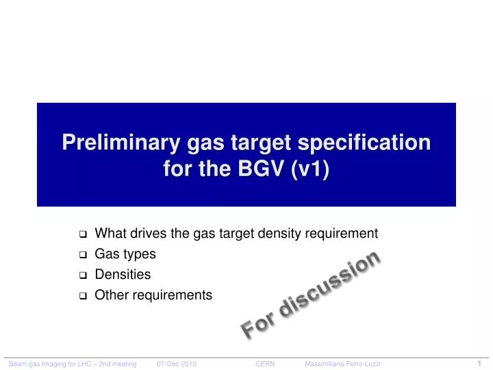 preliminary gas target specification for the bgv v1