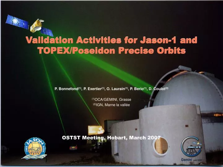 validation activities for jason 1 and topex poseidon precise orbits