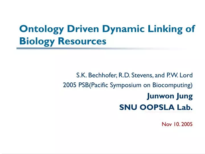 ontology driven dynamic linking of biology resources