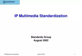 IP Multimedia Standardization