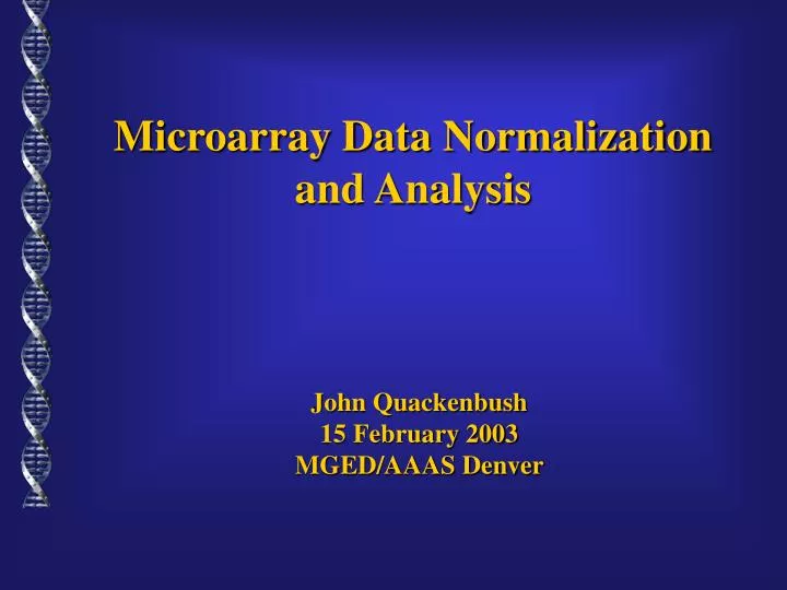 microarray data normalization and analysis