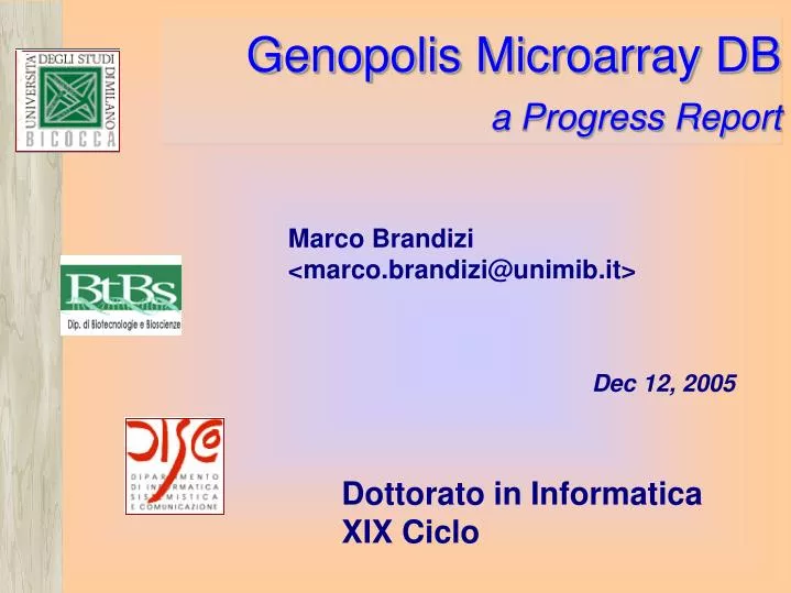 genopolis microarray db a progress report