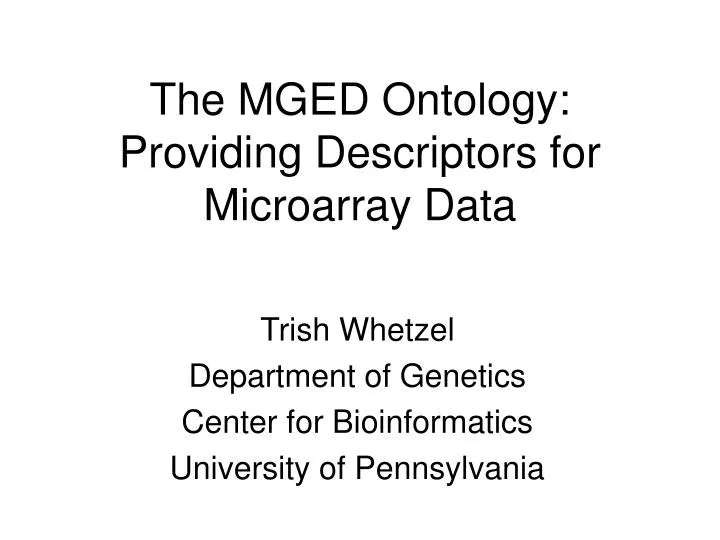 the mged ontology providing descriptors for microarray data